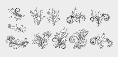 Vektör dekoratif Paisley, çiçek elementleri. Etnik Doğu tarzında izole edilmiş çiçek tasarımı elementleri..