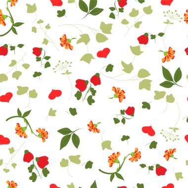 Çiçek ve kalp yinelenen bir desen.