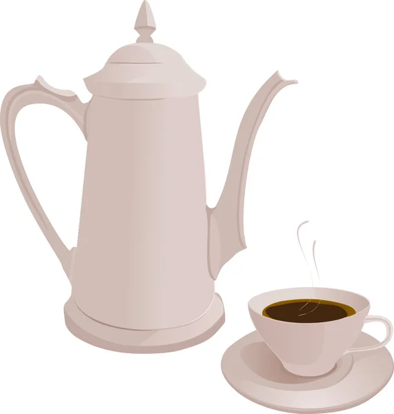 Kaffeekanne und Tasse. Vektorillustration. — Stockvektor