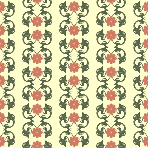 Patrón de repetición vectorial con adorno floral en estilo vintage . — Vector de stock