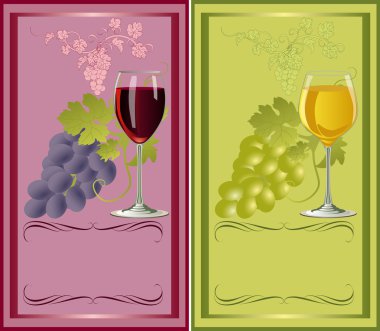 Beyaz ve kırmızı şaraplar için vektör etiket.