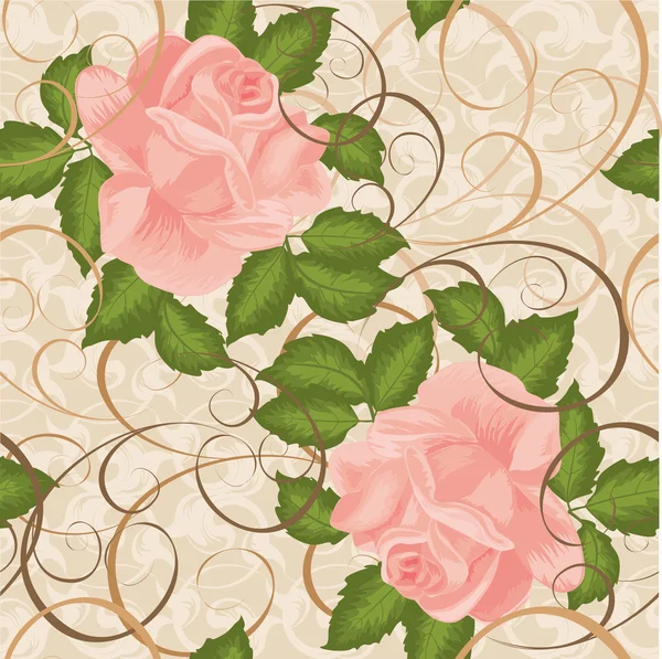 Seamless mönster med rosa rosor i vintage stil. — Stock vektor