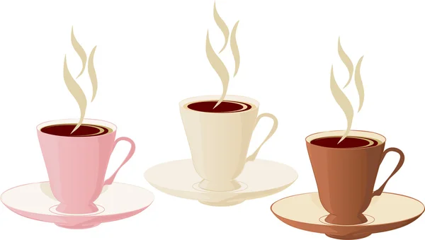 Vector set of three cups of coffee. — Stock Vector