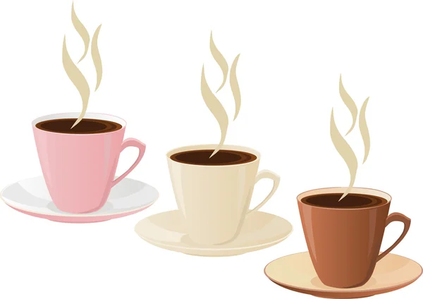 Vector set of three cups of coffee. — Stock Vector