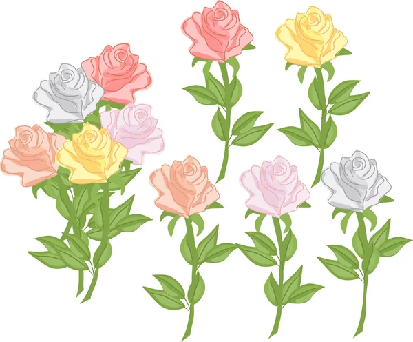 Roses en style dessin animé . — Image vectorielle