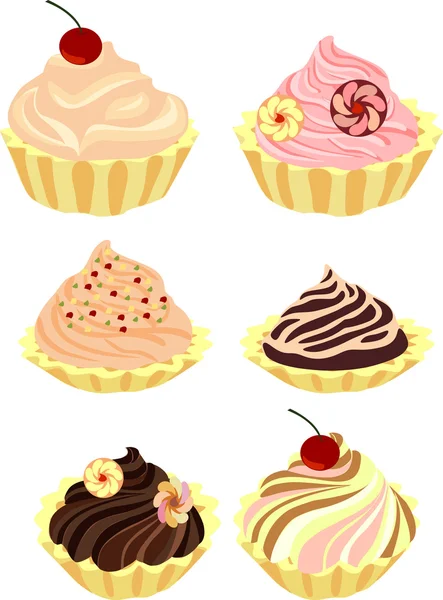 Conjunto vectorial de pasteles y cupcakes . — Archivo Imágenes Vectoriales