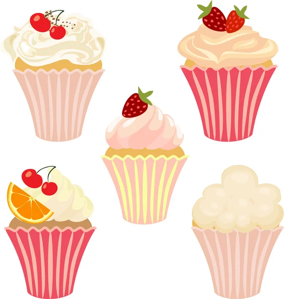 Vector set of cakes and cupcakes. — Stock Vector