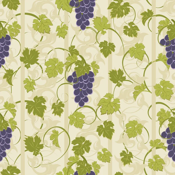 Seamless texture with vines and bunches of grapes. — Stock Vector