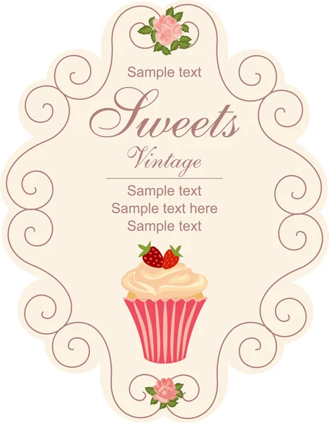 Vintage card with cupcake. — Stock Vector