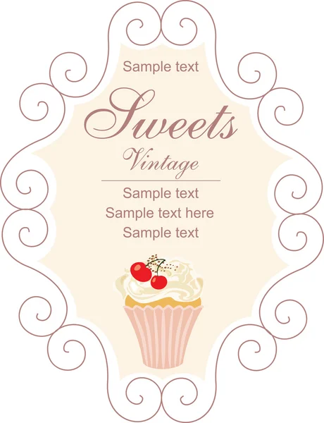 Vintage card with cupcake. — Stock Vector