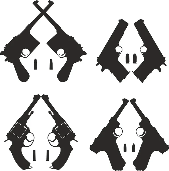 Icons set of pistols with bullets. — ストックベクタ
