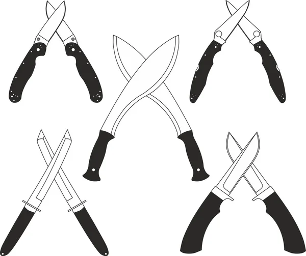 Conjunto de ícones para facas de combate e caça . — Vetor de Stock