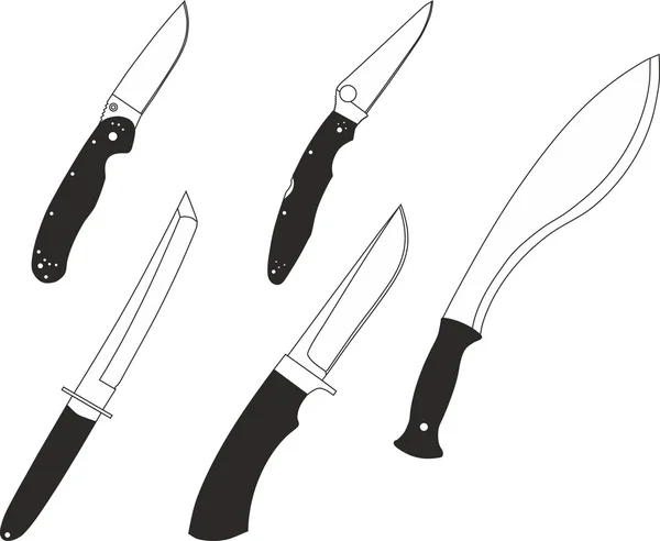 Set of icons for combat and hunting knives. — Stok Vektör