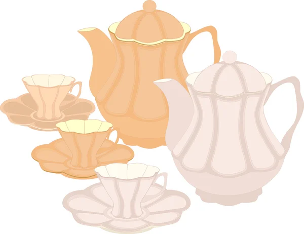 A set of pots and cups. — Stockvector