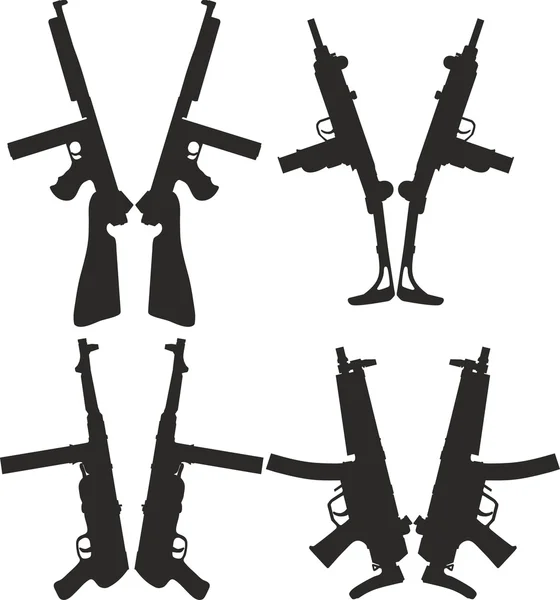 Reihe von Silhouetten moderner Waffen. — Stockvektor