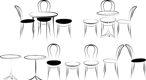 Vektor készlet asztalok és székek fehér alapon. — Stock Vector