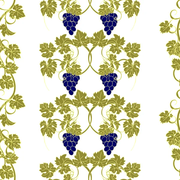 Textura perfecta con viñas y racimos de uvas . — Vector de stock