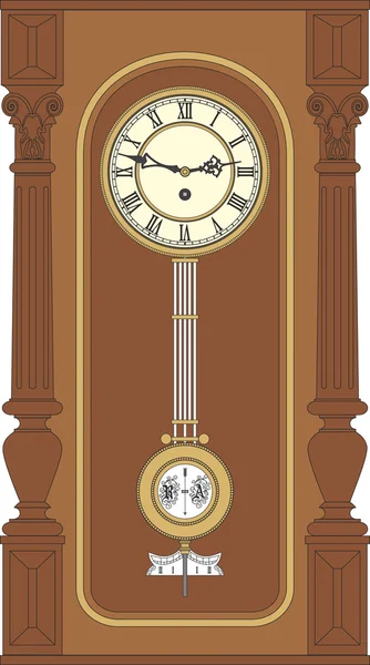 Reloj de pared antiguo con un péndulo . — Vector de stock