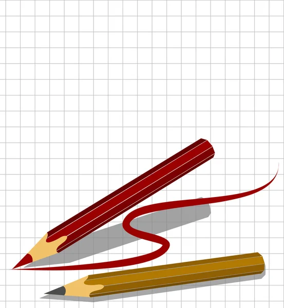 一张纸在一个笼子里和两支铅笔. — 图库矢量图片