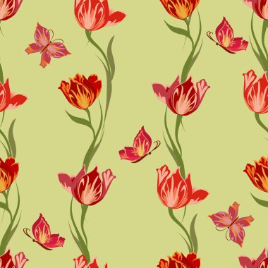 Lale ve kelebekler ile Seamless Modeli.