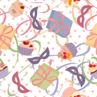 Hediyeler, kekler ve pastalar ile Seamless Modeli.