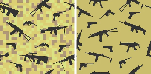 Seamless pattern with silhouettes of small arms. — Stock Vector