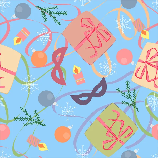 Modèle de Noël sans couture avec des cadeaux et des décorations de Noël . — Image vectorielle