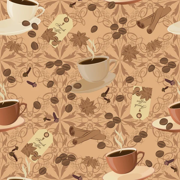 Vector seamless texture on a coffee theme. — Stock Vector