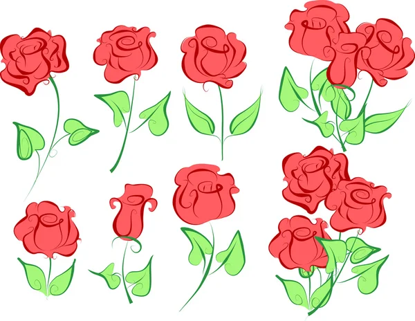 Векторный набор роз . — стоковый вектор