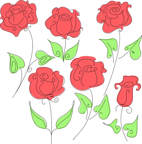 Conjunto vectorial de rosas . — Vector de stock