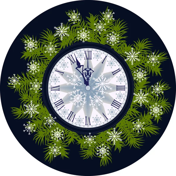 Новорічна фонова листівка з годинником . — стоковий вектор