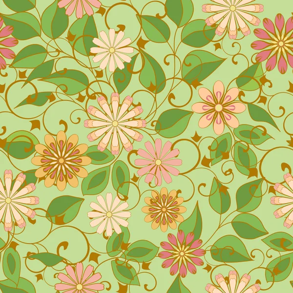 Seamless pattern with abstract decorative flowers. — Stock Vector