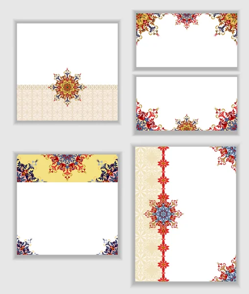 Tarjetas con elementos ornamentales tradicionales de estilo oriental . — Archivo Imágenes Vectoriales