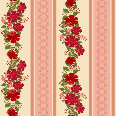 Vector repeating pattern with garlands of flowers. clipart
