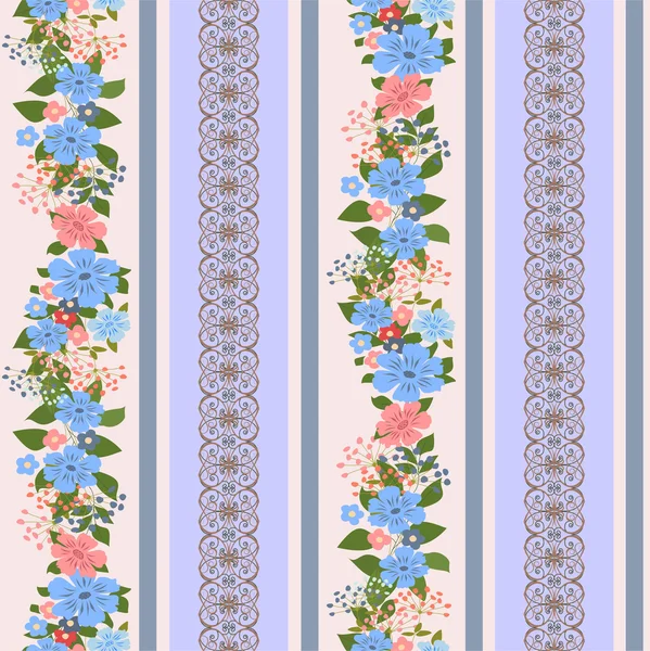 Vector repeating pattern with garlands of flowers. — Stock Vector