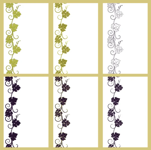 Ensemble de motifs vectoriels sans couture milieux avec des vignes . — Image vectorielle