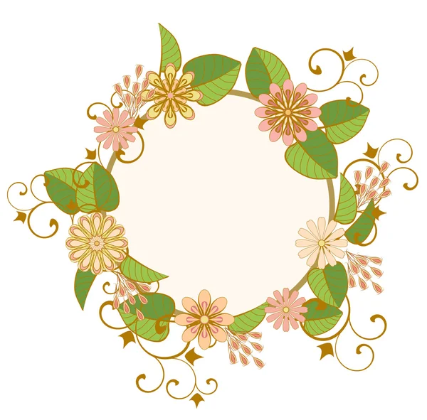 Round frame with flowers, stylized daisies. — Stock Vector