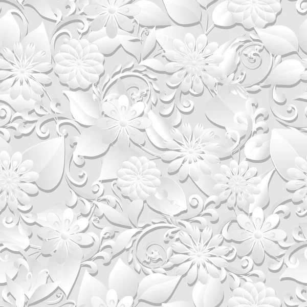 Papel recortado patrón floral sin costuras . — Vector de stock