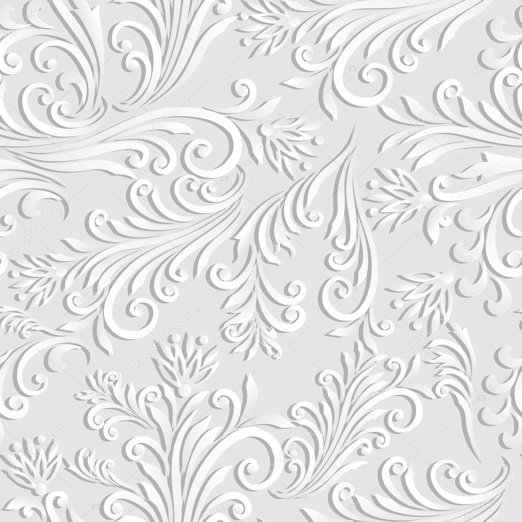 Paper cut out seamless floral pattern.