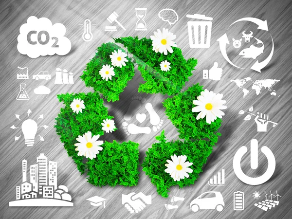 Grünes Recyclingschild — Stockfoto