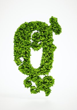 Ekoloji harf q sembolü beyaz arka plan ile