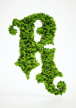 Ekoloji harf r sembolü beyaz arka plan ile