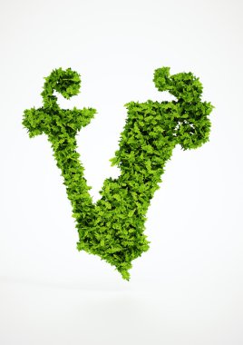 Beyaz arka plan ile ekoloji harfi v sembol