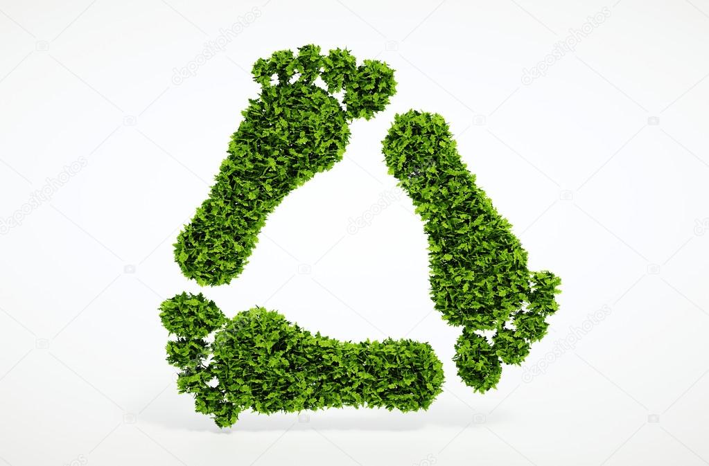 Ecology leaf footprint recycling symbol