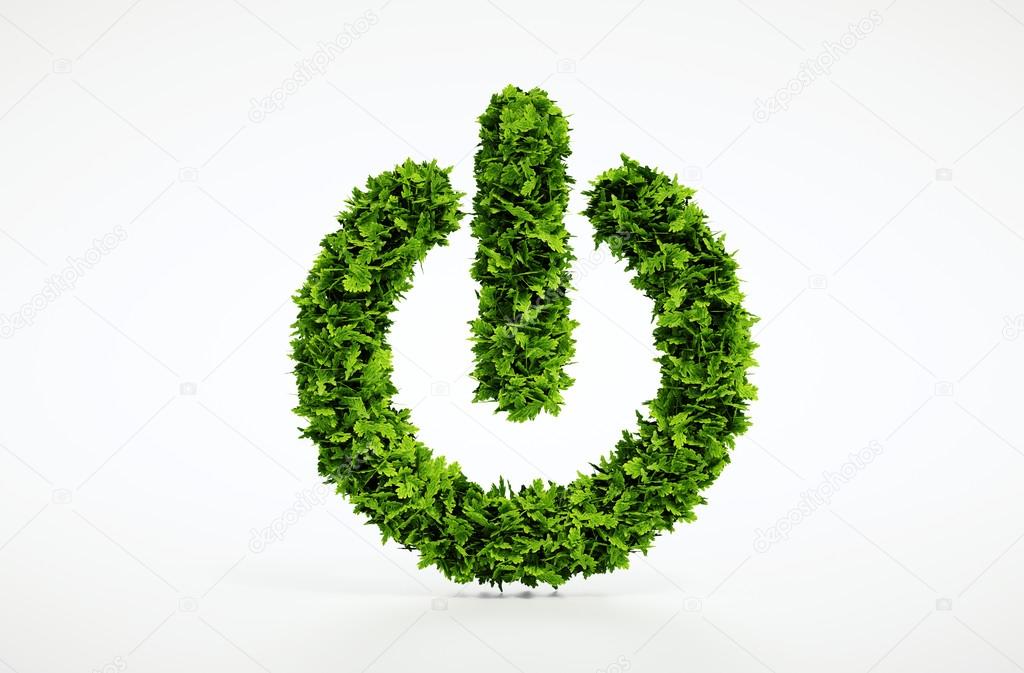 Ecology natural power on button home image with white background