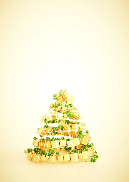 3d xmas gift christmas tree spiral shape concept. — Stock Photo, Image