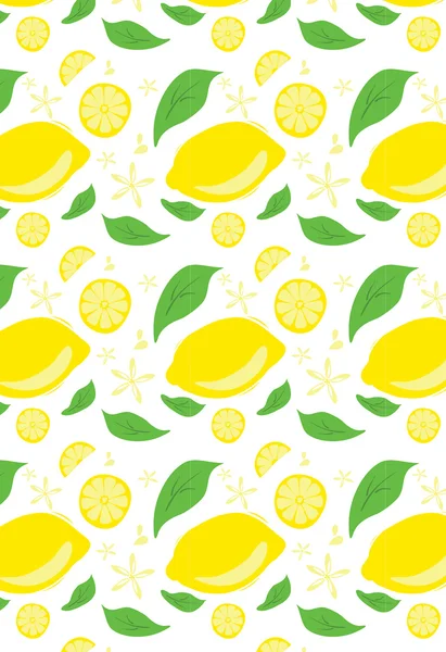 无缝背景与黄色柠檬 — 图库矢量图片