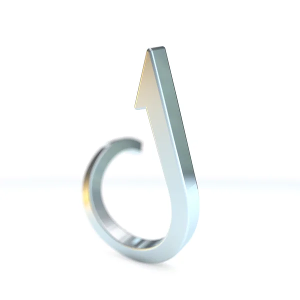 A chrome arrow or hook 3D render — Stock Photo, Image