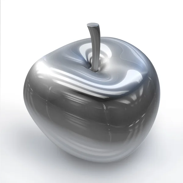 Chromsilber Apfel oder Kirschfrucht 3D-Render — Stockfoto