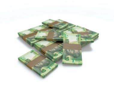 Güney Afrika para 10 rand bir yığın